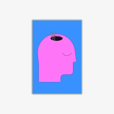 Wolf & Badger Pink / Purple Keep An Open Mind A1 594 X 841Mm Stanley Print House