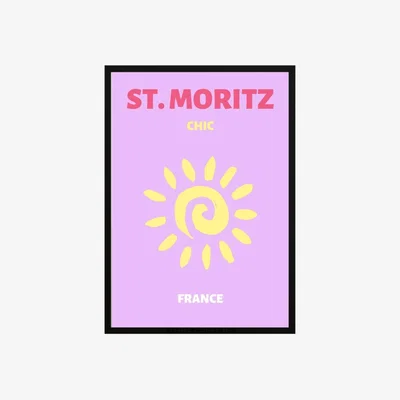 Wolf & Badger Pink / Purple St. Moritz Sun Chic Poster | Artchi