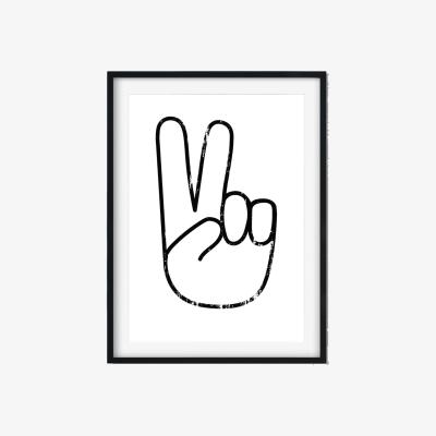Wolf & Badger Black Peace Sign A3 297 X 420Mm The Native State
