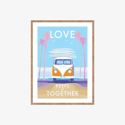 Wolf & Badger Love Keeps Us Together Vintage Style Quote Poster | A4 | 210 X 297Mm | Becky Bettesworth