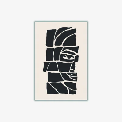 Wolf & Badger Black Abstract Faces Set #3 Large Stanley Print House