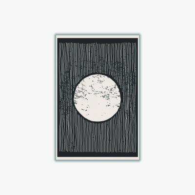 Wolf & Badger Black Minimal Moon A4 210 X 297Mm Stanley Print House