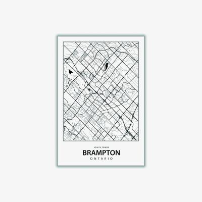 Wolf & Badger Black Map Of Brampton Extra Small Stanley Print House