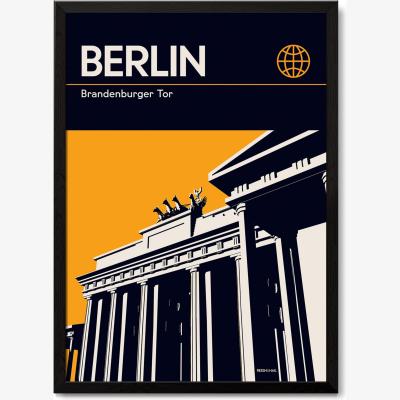 Wolf & Badger Berlin Brandenburg Gate Modernist Architectural Travel Poster A3 297 X 420Mm Reign & Hail