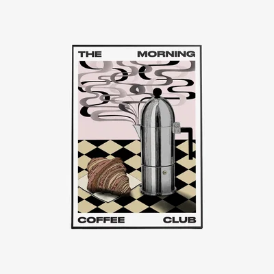 Wolf & Badger Pink / Purple Coffee Club Art Print - S | A3 | 297 X 420Mm | Abi Overland Jersey