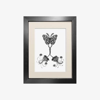 Wolf & Badger Black 'Coenia Oculus' - Fine Art Print A3 Emily Carter