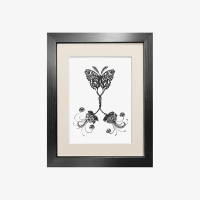 Wolf & Badger Black 'Coenia Oculus' - Fine Art Print A3 Emily Carter