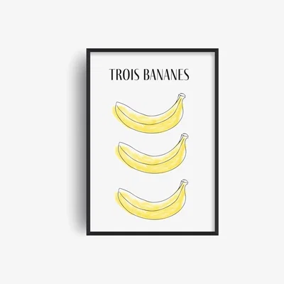 Wolf & Badger Bananas French Giclée Retro Art Print A3 Fanclub