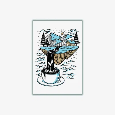 Wolf & Badger Blue The River Flows A3 297 X 420Mm Stanley Print House