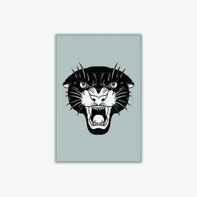 Wolf & Badger Black Vintage Panther A4 210 X 297Mm Stanley Print House