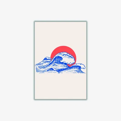Wolf & Badger Blue Chill Waves A4 210 X 297Mm Stanley Print House