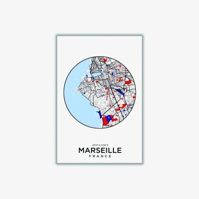 Wolf & Badger Blue Map Of Marseille France Extra Small Stanley Print House