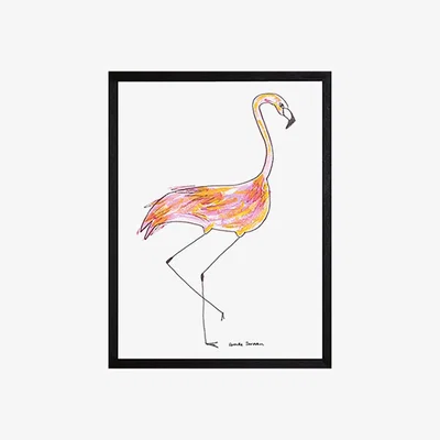 Wolf & Badger Pink / Purple Flamingo Head To The Side Fine Art Print A3 Catchii