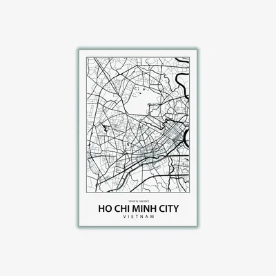 Wolf & Badger Black Map Of Ho Chi Minh City A2 420 X 594Mm Stanley Print House