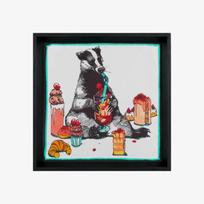 Wolf & Badger Honey Badger & Desserts Framed Silk | Un Poco