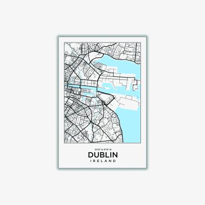 Wolf & Badger Blue Map Of Dublin Ireland Small Stanley Print House