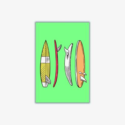 Wolf & Badger Yellow / Orange Vintage Surfboard Collection A4 210 X 297Mm Stanley Print House