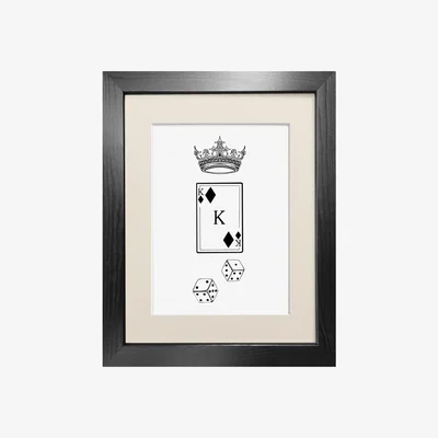 Wolf & Badger Black 'King Of Diamonds' - Fine Art Print A4 Emily Carter