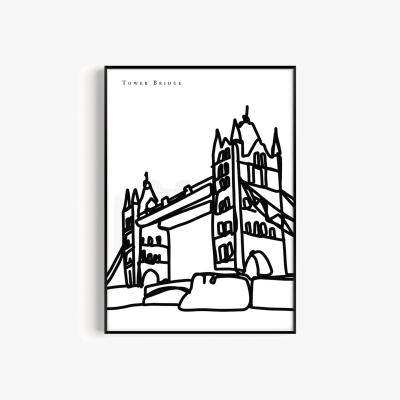 Wolf & Badger Black / White Tower Bridge Art Print - A2 | A2 | 420 X 594Mm | Natalie Cass Art