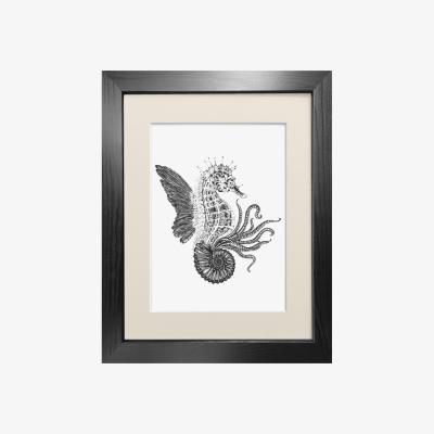 Wolf & Badger Black 'Ammonautilae' Fine Art Print A4 Emily Carter