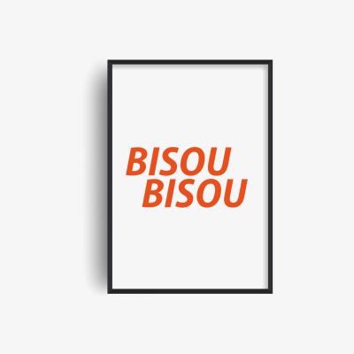 Wolf & Badger Red Bisou Bisou Retro Giclée Art Print A2 420 X 594Mm Fanclub
