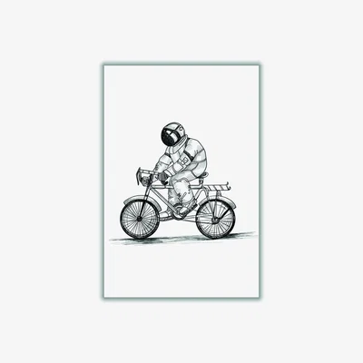 Wolf & Badger Grey Astrobiker A4 210 X 297Mm Stanley Print House