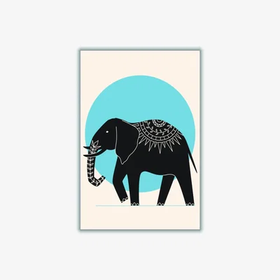 Wolf & Badger Blue Elephant Moonlight A1 594 X 841Mm Stanley Print House