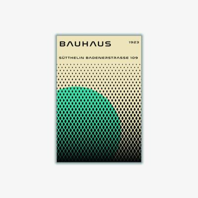 Wolf & Badger Blue Bauhaus Geometric Teal A4 210 X 297Mm Stanley Print House
