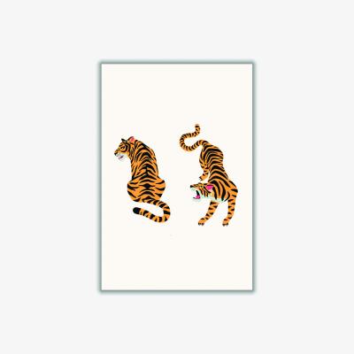 Wolf & Badger Yellow / Orange The Two Tigers A1 594 X 841Mm Stanley Print House