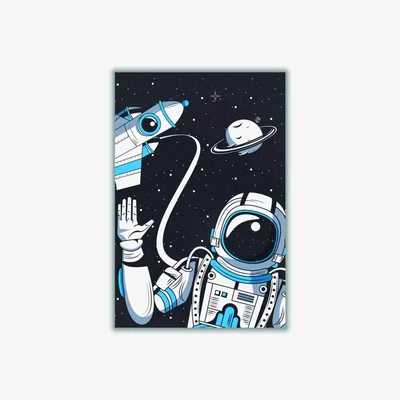 Wolf & Badger Blue Hello From Space A3 297 X 420Mm Stanley Print House