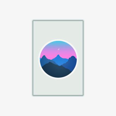 Wolf & Badger Pink / Purple Moody Moonrise Kingdom A2 420 X 594Mm Stanley Print House