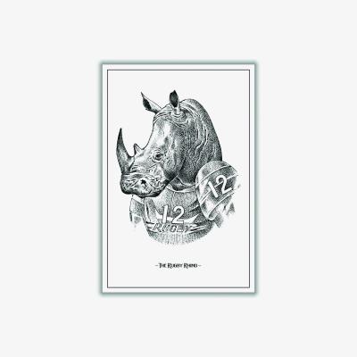 Wolf & Badger Grey The Rugby Rhino Extra Large Stanley Print House