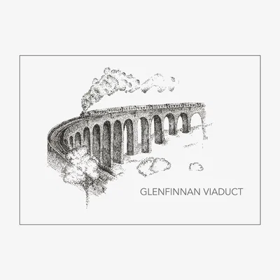 Wolf & Badger Black Glenfinnan Viaduct Art Print Jardell Hill Design