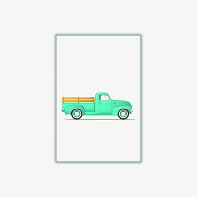 Wolf & Badger Blue Old Trusty Pickup A3 297 X 420Mm Stanley Print House