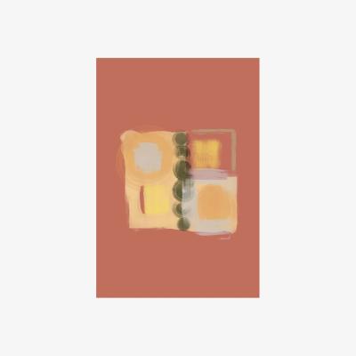 Wolf & Badger Pink / Purple / Yellow Retro Intention By Met Giclée Fine Art Print - Dusty Rose A4 210 X 297Mm Blue Nude