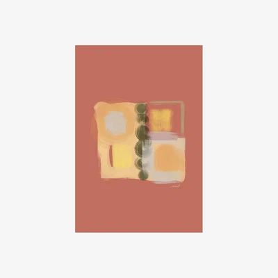 Wolf & Badger Pink / Purple / Yellow Retro Intention By Met Giclée Fine Art Print - Dusty Rose A4 210 X 297Mm Blue Nude