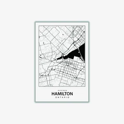 Wolf & Badger Black Map Of Hamilton A2 420 X 594Mm Stanley Print House
