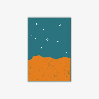 Wolf & Badger Yellow / Orange Starry Night Ii A3 297 X 420Mm Stanley Print House