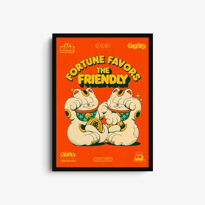 Wolf & Badger Yellow / Orange Fortune Favors - Giclee Fine Art Print - Large | A2 | 420 X 594Mm | East Side Studio London