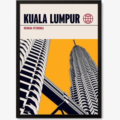 Wolf & Badger Kuala Lumpur Petronas Towers Modernist Architectural Travel Poster A1 594 X 841Mm Reign & Hail