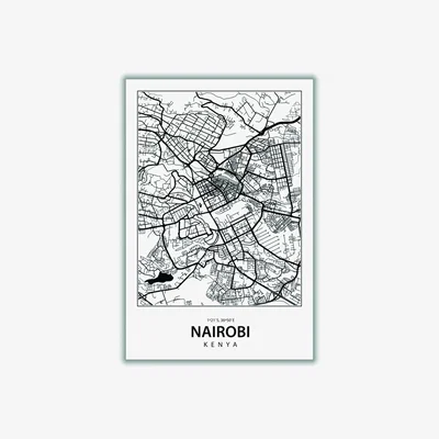 Wolf & Badger Black Map Of Nairobi A2 420 X 594Mm Stanley Print House