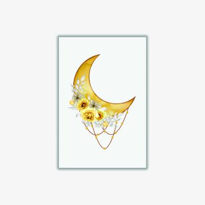 Wolf & Badger Yellow / Orange Watercolor Moon A2 420 X 594Mm Stanley Print House