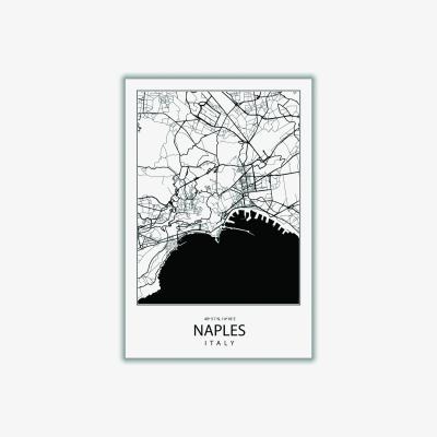 Wolf & Badger Black Map Of Naples Italy Medium Stanley Print House