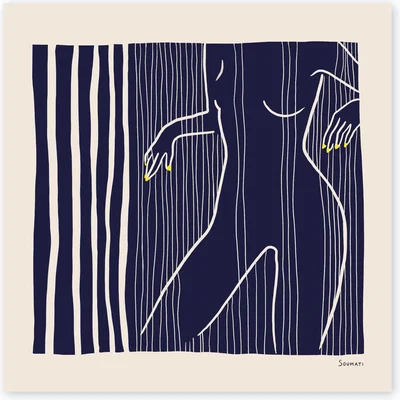 Wolf & Badger At Night Limited Edition Art Print 30 X 30Cm Soumati Studio