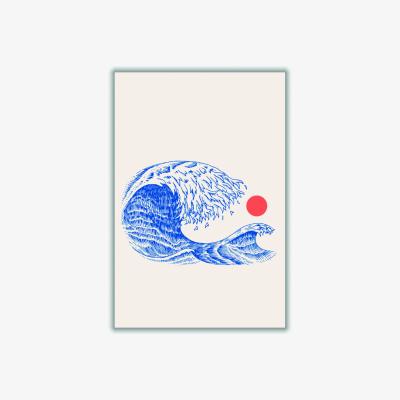 Wolf & Badger Blue The Wave Ii A1 594 X 841Mm Stanley Print House