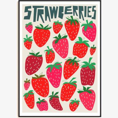 Wolf & Badger Strawberries Art Print - A3 Natalie Cass Art