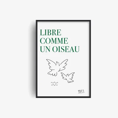 Wolf & Badger White / Green / Neutrals Free As A Bird French Retro Giclée Art Print A2 420 X 594Mm Fanclub