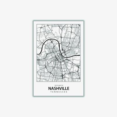 Wolf & Badger Black Map Of Nashville Extra Large Stanley Print House