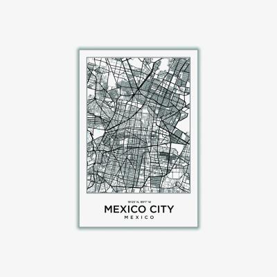 Wolf & Badger Black Map Of Mexico City Mexico A2 420 X 594Mm Stanley Print House