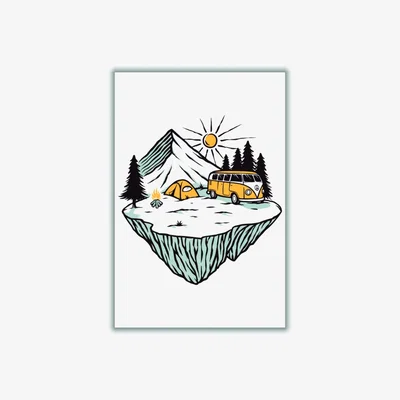 Wolf & Badger Yellow / Orange Camp Vibes A4 210 X 297Mm Stanley Print House